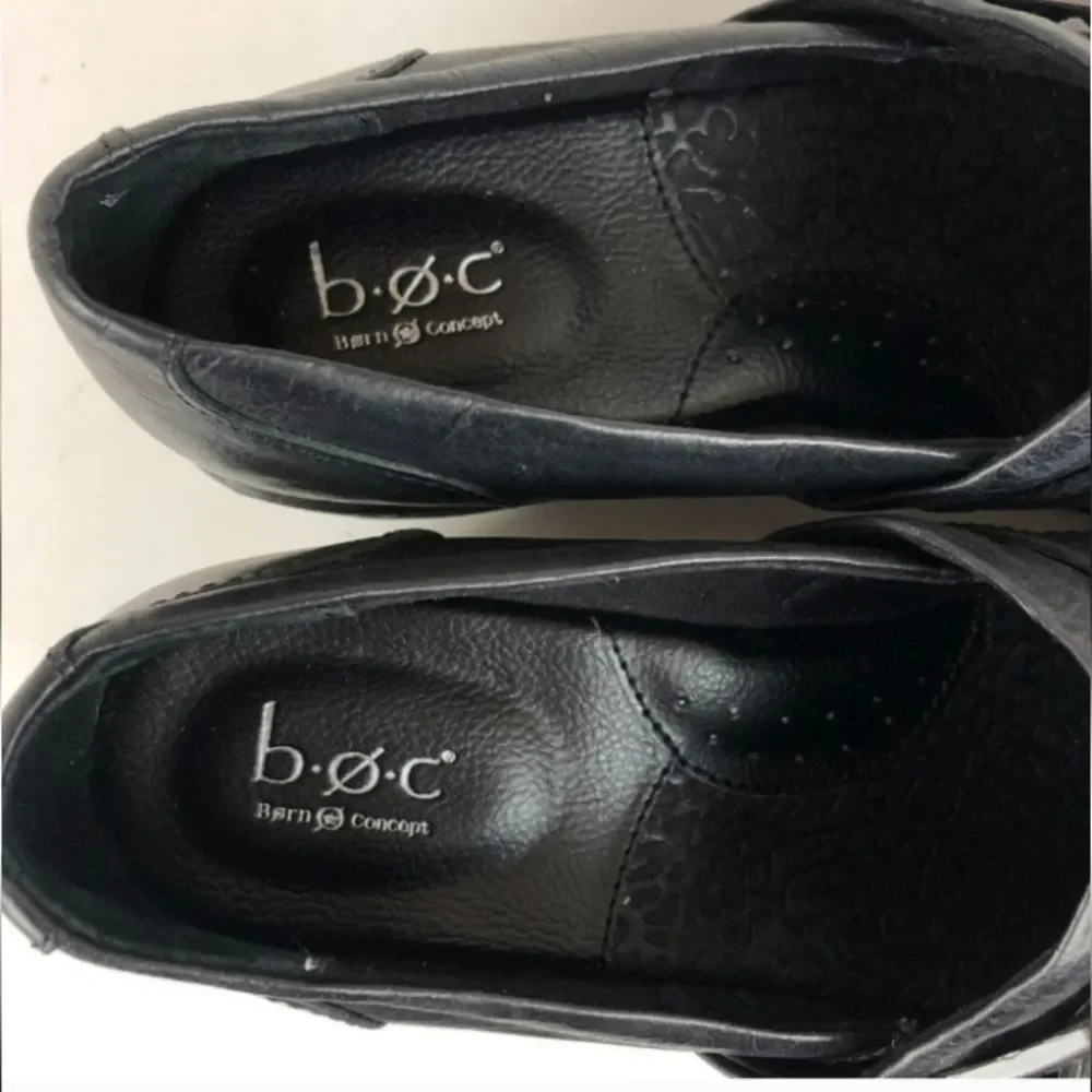 BOC Women's Size 10M Rijeka Black Leather Closed Toe Clog Wedge Comfort Shoes - Picture 5 of 9